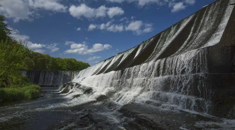 Dam at Union Pond in Manchester, Connecticut