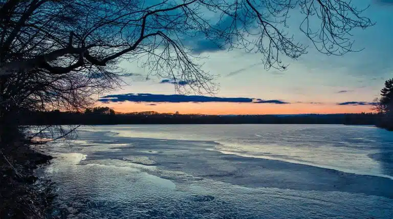 lake at sunset in Marlborough Massachusetts