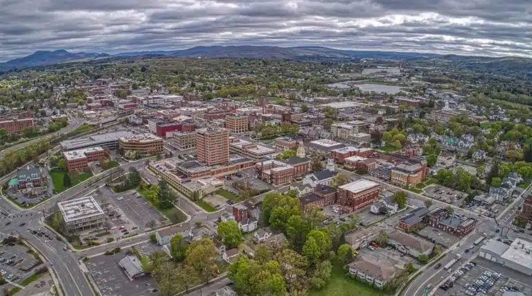 aerial view of downtown Pittsfield Massachusetts