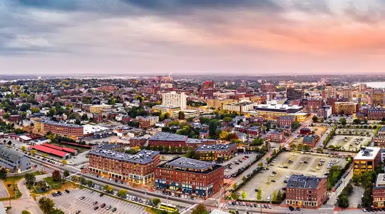 aerial view of downtown Portland, Maine