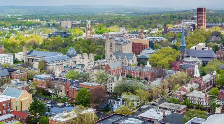 aerial view of downtown Waterbury, Connecticut