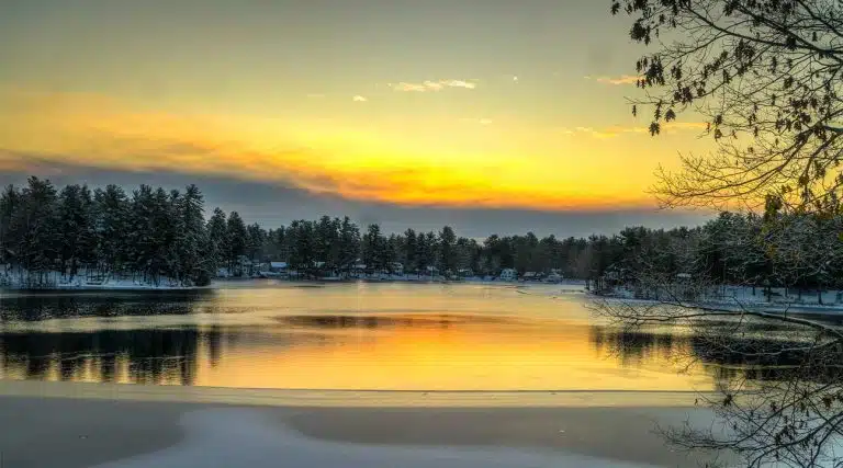 pond at sunrise near Windham, Maine