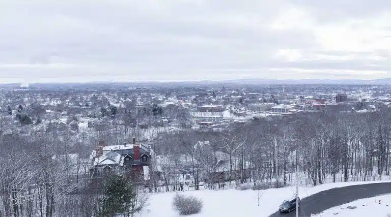 Overlooking the city of Bangor, Maine in the winter