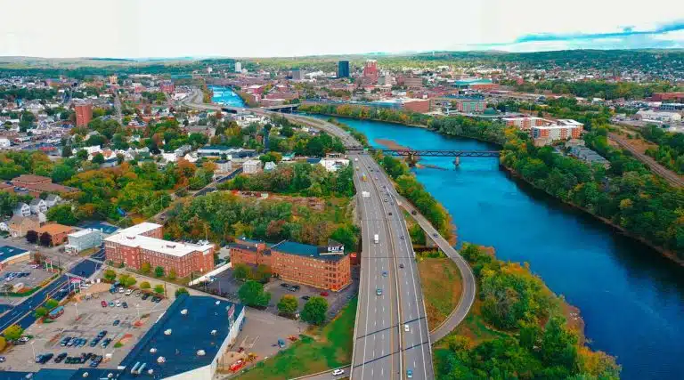 aerial view of downtown Bedford, New Hampshire