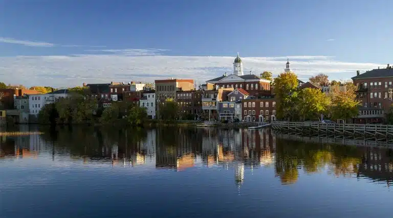 view of Exeter, New Hampshire from the river