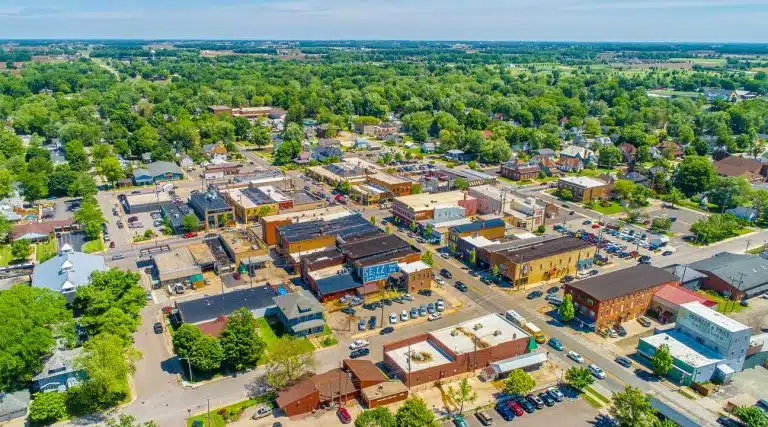 aerial view of downtown Hudson, New Hapshire