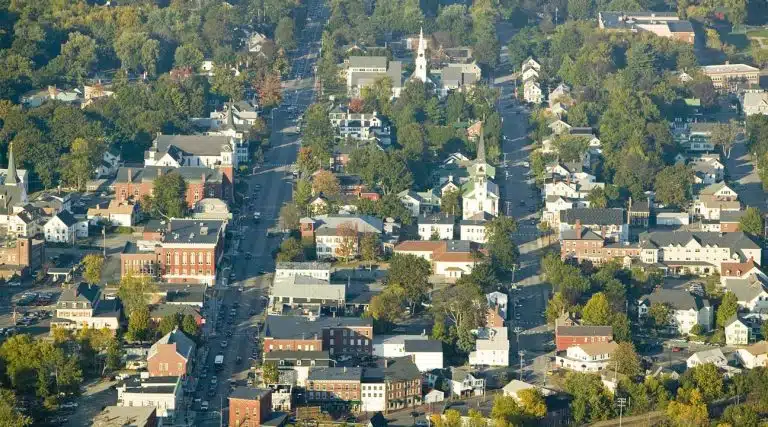 aerial view of Main Street in Saco, Maine