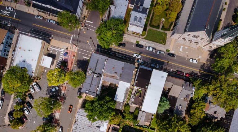 aerial view of downtown area Clifton, New Jersey