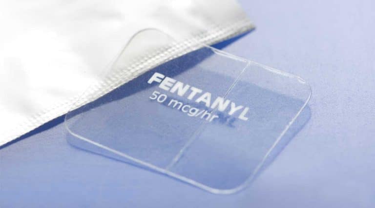 A fentanyl patch, brand name Duragesic, is a transdermal patch (skin patch)