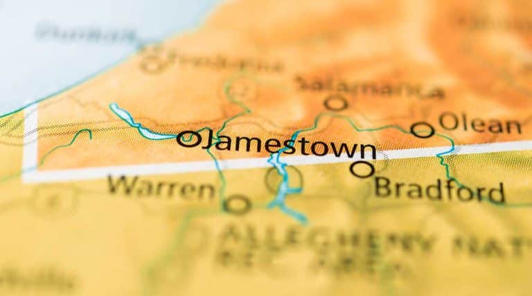 map of Jamestown, New York, USA