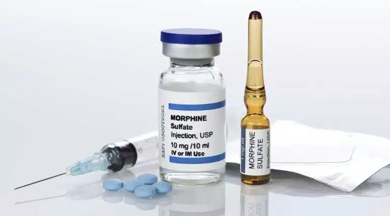various methods of morphine abuse injecting syringe, snorting pills, plugging and smoking morphine