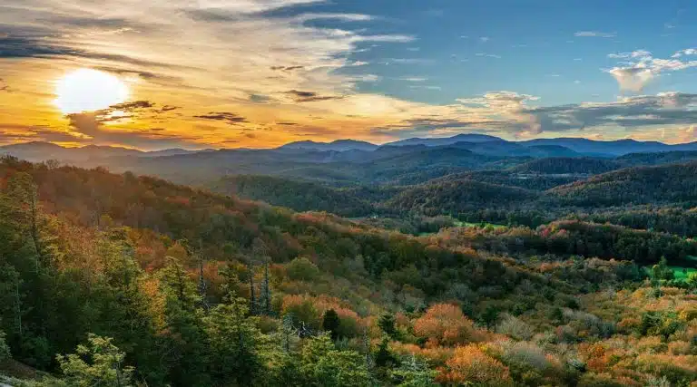 hills of North Carolina at sunrise