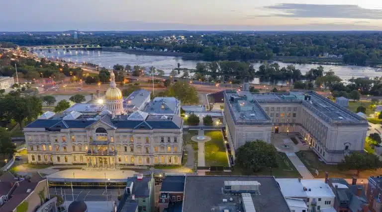 Aerial view of government buildings in Trenton, New Jersey