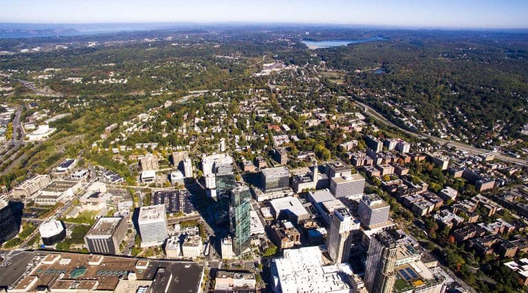 aerial view of neighboring cities near Haverstraw, New York