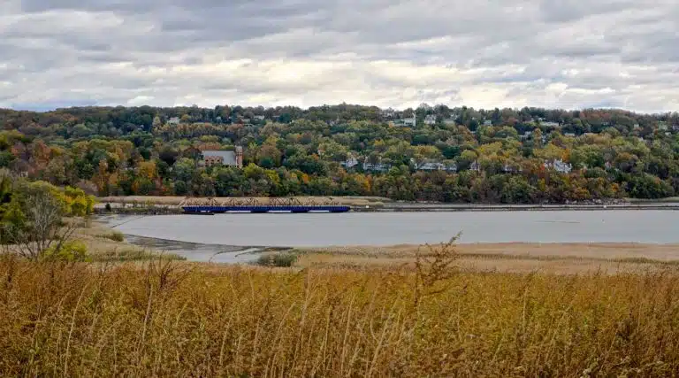 view of Ossining, New York across Hudson River
