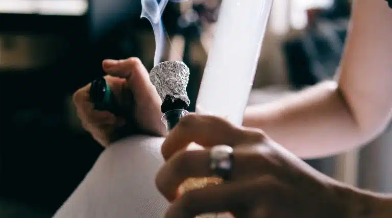 young woman/girl smoking meth