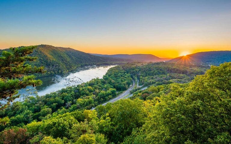 hills of West Virginia at sunrise