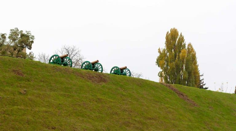 cannons on a hilltop near Yorktown, New York