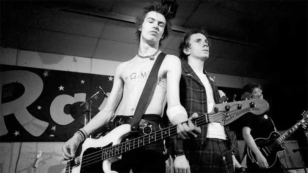 Sid Vicious performing with the Sex Pistols